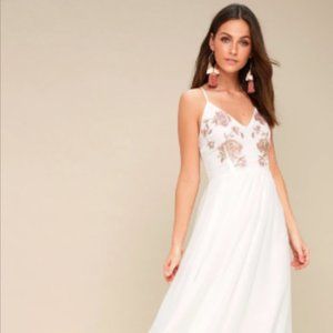 Lulu's White Maxi Dress Embroidered